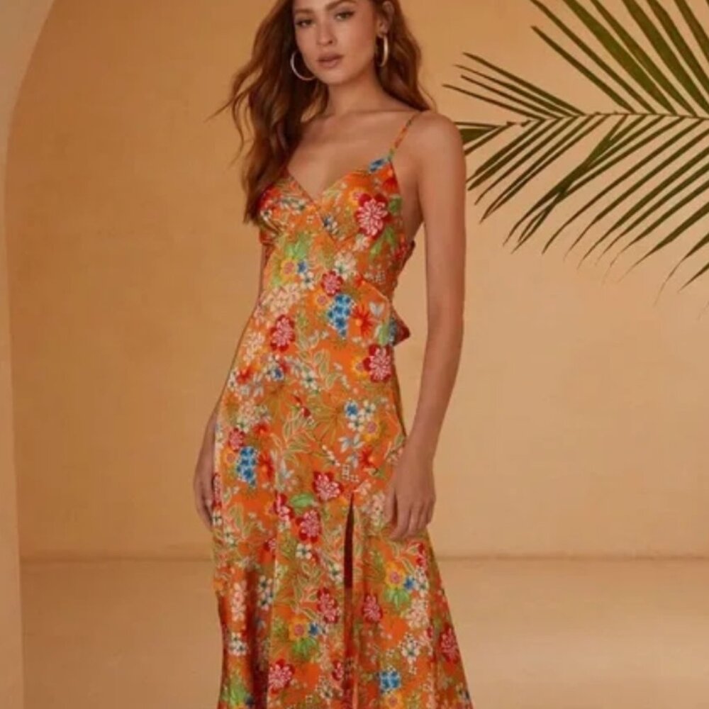 Vici satin floral slip dress